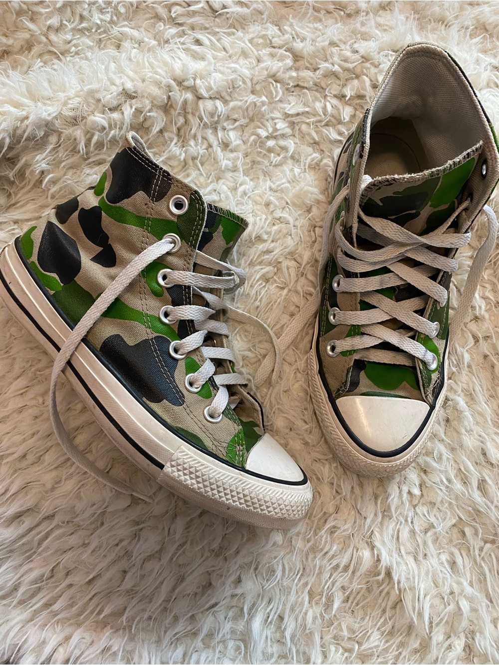 Converse High-Top Sneakers in Green Camo